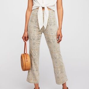 Free People Frida Crop Flare Jeans High-Waist Women’s 8 Floral Pattern Bohemian
